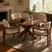 5 Piece Indoor Dining Set, Round Table & 4 Brown Arm Chairs - Beige / Brown / Cherry Noble House