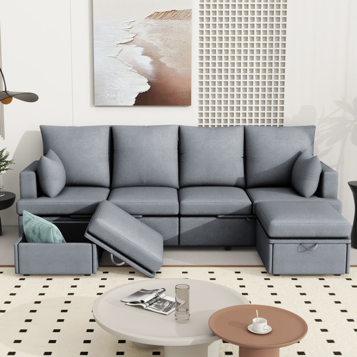 Modern Modular Sofa, Chenile Sectional Couch Set With 2 Pilows Included, Freely Combinable Indoor Funiture For Living Room, Apartment, Office