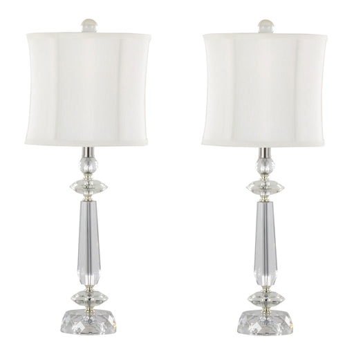 Karat - Contemporary Crystal Table Lamp (Set of 2) - Clear Crystal / Chrome / White Softback Lumi Source