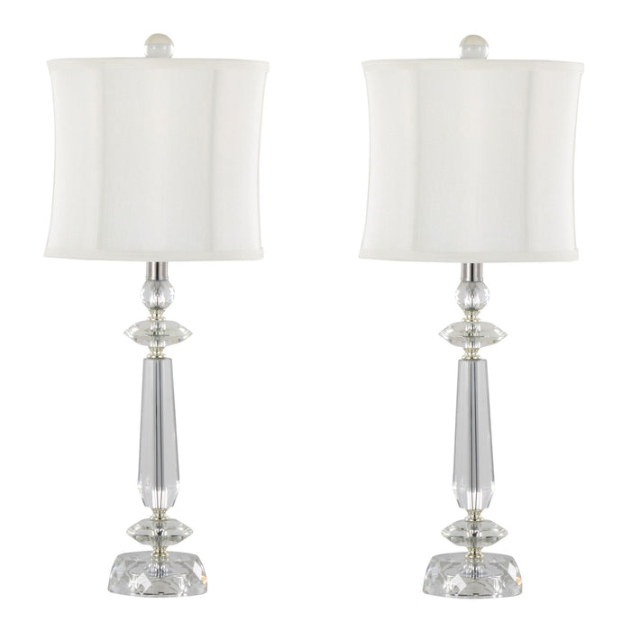 Karat - Contemporary Crystal Table Lamp (Set of 2) - Clear Crystal / Chrome / White Softback