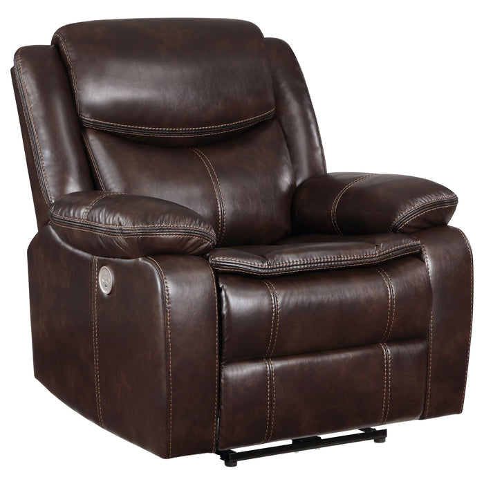 Salerno - Upholstered Power Recliner Chair With USB Charging - Dark Brown