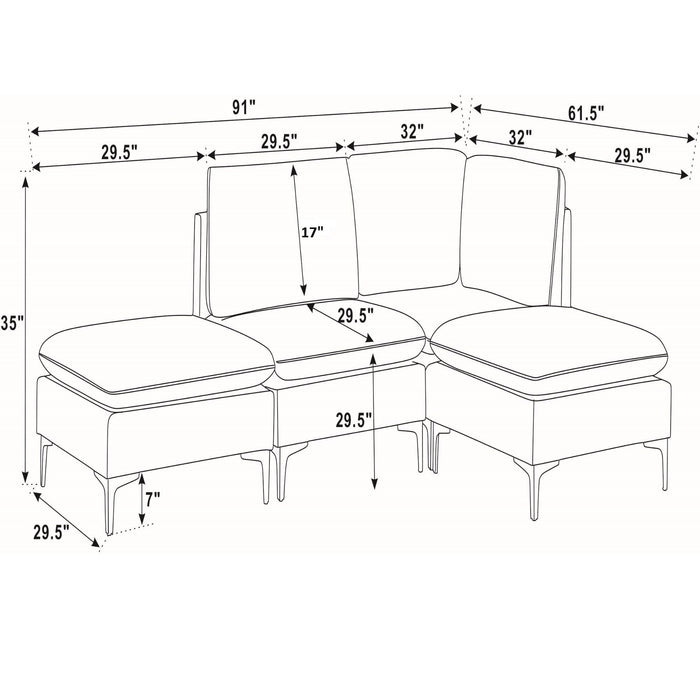 Upholstered Modular Sectional With Tall Legs, Medium Firm Seat Home Essentials