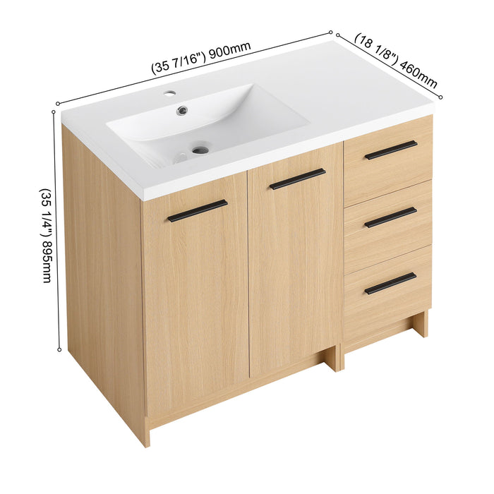 Wall Mounted Floating Bathroom Vanity With Sink, Door & Drawers Modular Cabinet Home Essentials