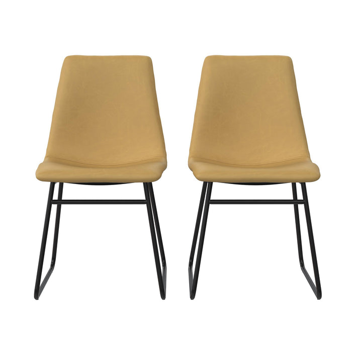 Elegant Upholstered Molded Chair (Set of 2) - Light Brown