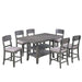 7 Piece Counter Height Dining Set With Storage Shelves, Table & 6 High Chairs - Gray Home Essentials