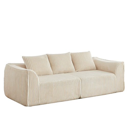Minimalist 3 Seater Sofa With Curved Lines And Gently Sloped Backrest Home Essentials