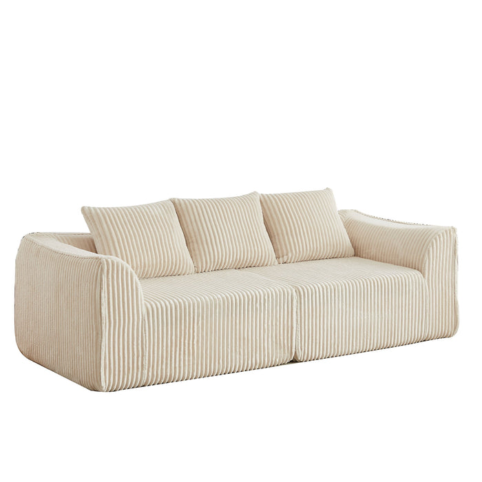 Minimalist 3 Seater Sofa With Curved Lines And Gently Sloped Backrest Home Essentials