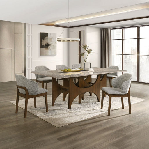 Oleia - Dining Table With Engineered Marble - Natural Marble & Walnut ACME