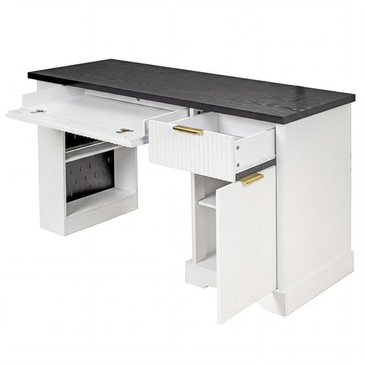 Modern Fluted Office Desk With Storage Cabinet Home Essentials