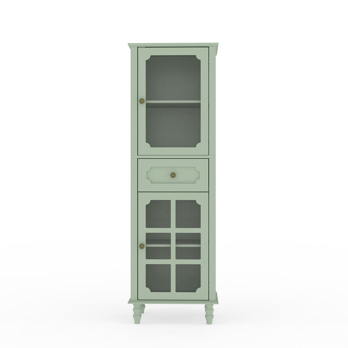Curio Cabinet, Freestanding Vintage Display Storage Cabinet, Adjustable Shelves - Green Home Essentials