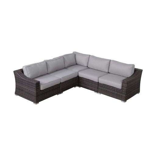 5 Piece Rattan Wicker Sectional Patio Set With Comfortable Cushions - Brown Mix / Gray LSI Patio Furniture