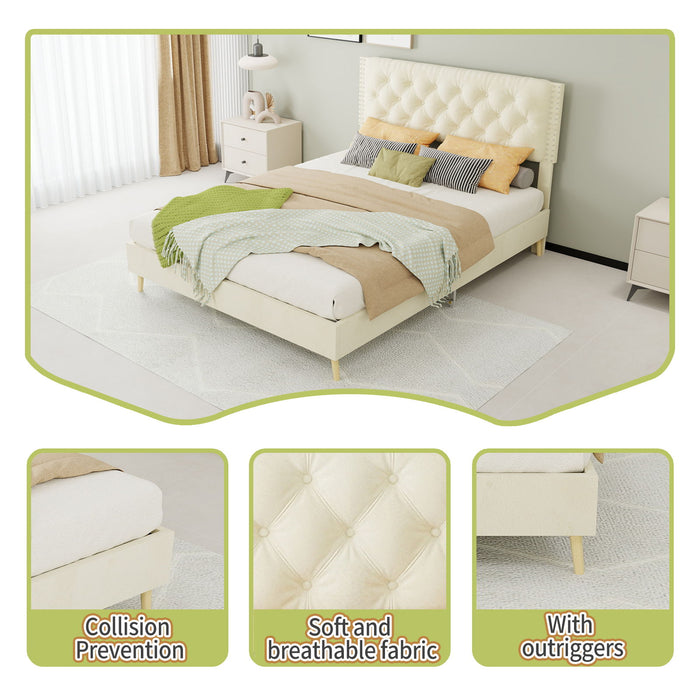 Upholstered Bed With Tufted Headboard Home Essentials