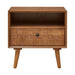 Nightstand With Carved Geometric Drawer Front, 1 Drawer And Open Shelf Home Essentials