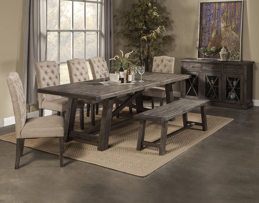 Distressed Wood Dining Bench - Gray / Dark Brown