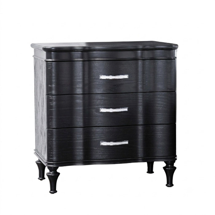 Nightstand, 3 Drawer Bedside Table - Black Home Essentials