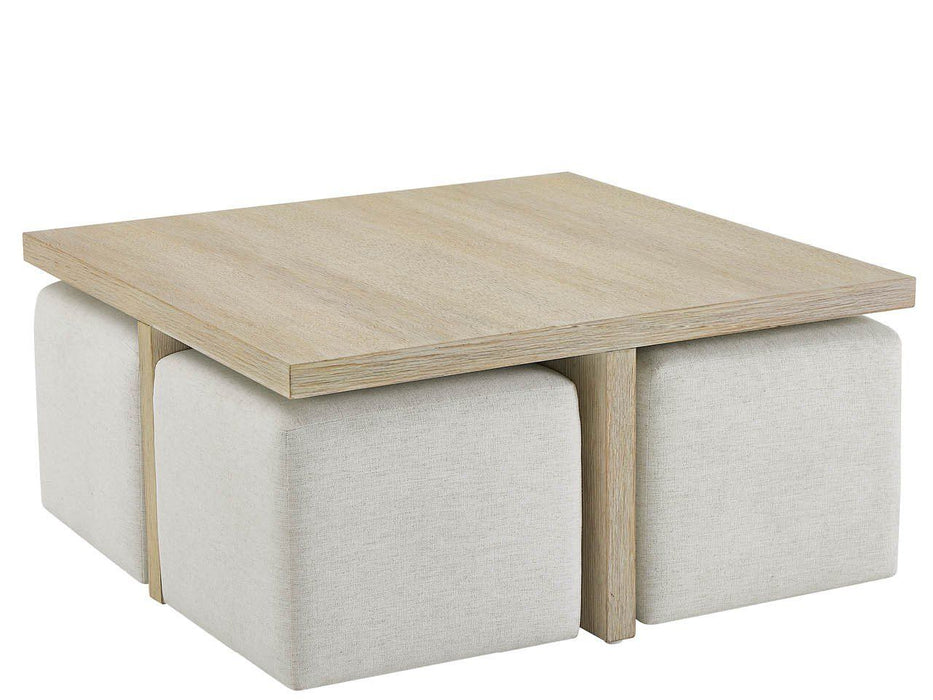 Oasis - Dockside Cocktail Table With 4 Ottomans - Beige / White Universal Furniture