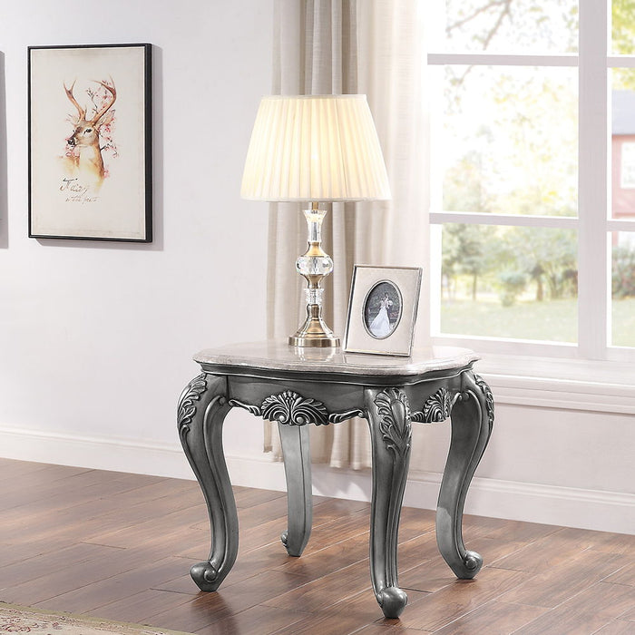 Ariadne - End Table - Marble Top & Platinum