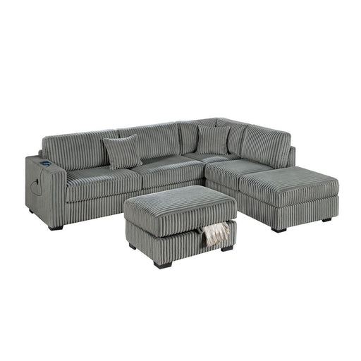 3 Piece Sectional Sofa With Reversible Chaise And USB Storage Ottoman Home Essentials