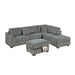 3 Piece Sectional Sofa With Reversible Chaise And USB Storage Ottoman Home Essentials