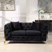 Loveseat With Diamond Button Tufting, Matching Throw Pillows Home Essentials