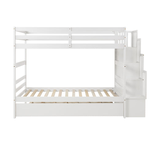 Twin Over Twin Bunk Beds With Twin Trundle And Stairway Storage Function Home Essentials