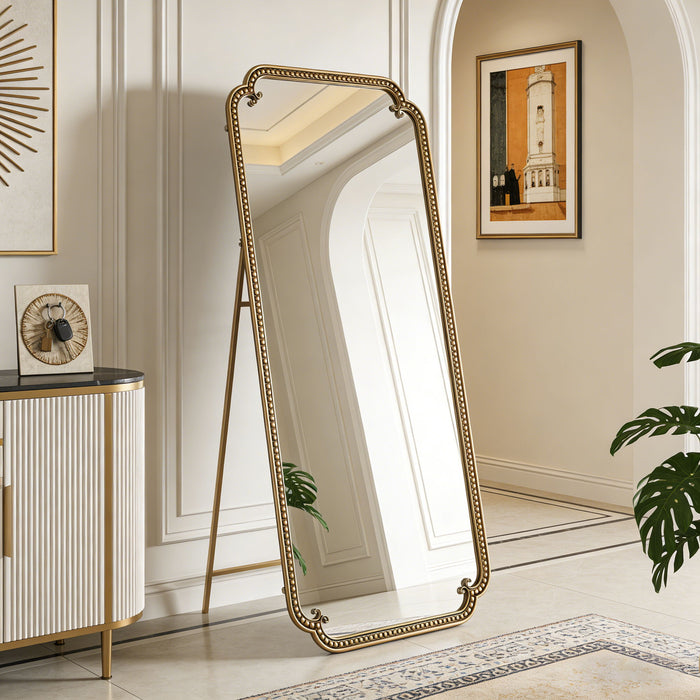 Full Length Mirror With Stand, Floor Standing Dressing For Bedroom - Antique Gold Daily Nest