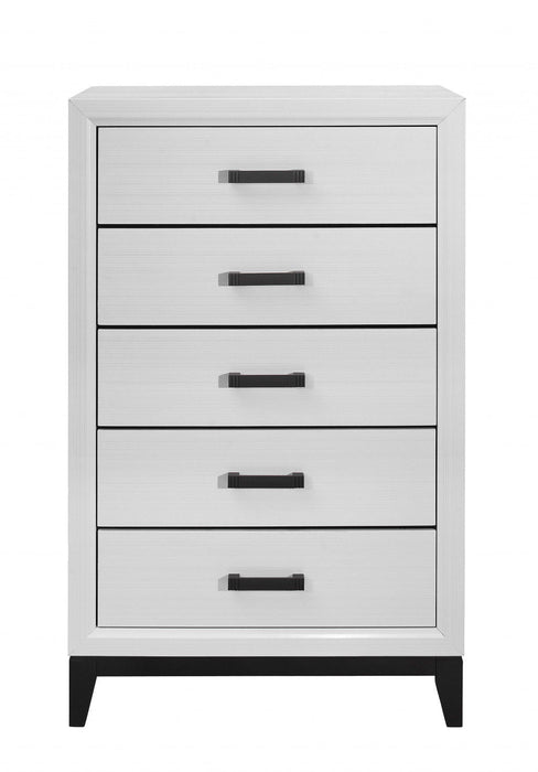 Wood Five Drawer Standard Chest - White