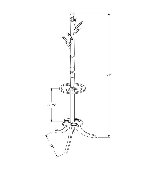 Wood Coat Rack With Umbrella Holder - Cherry