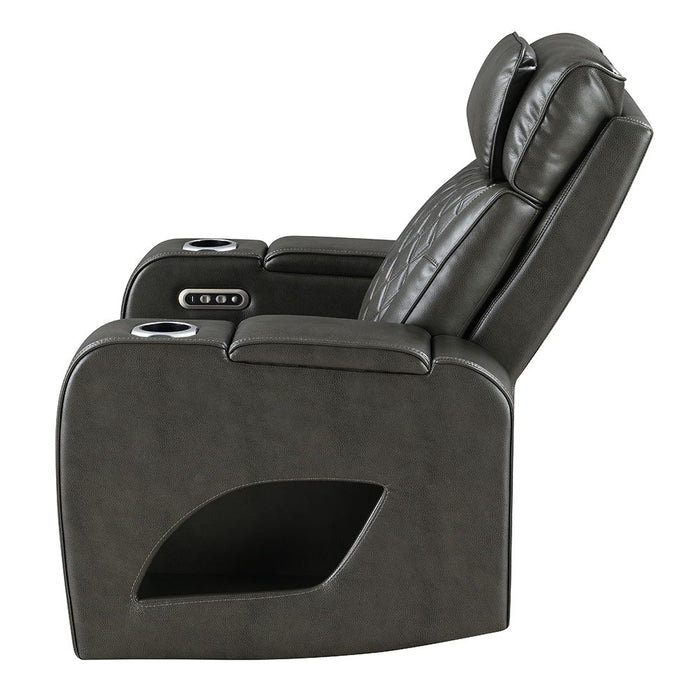Taddeo - Power Motion Recliner With Power Headrest, USB, Wireless Charger & LED - Dark Gray ACME
