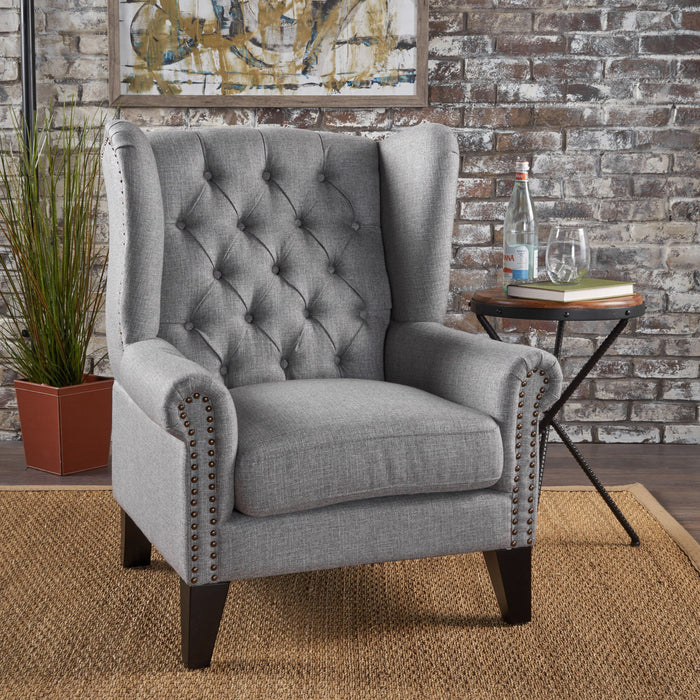Accent Chair - Gray - Metal / Mesh / Wood / Fabric