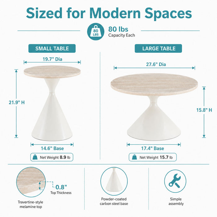 2 Piece Coffee Round Table Set Home Essentials
