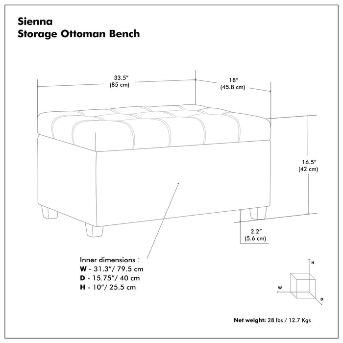 Sienna - Transitional Storage Ottoman Bench Simpli-Home