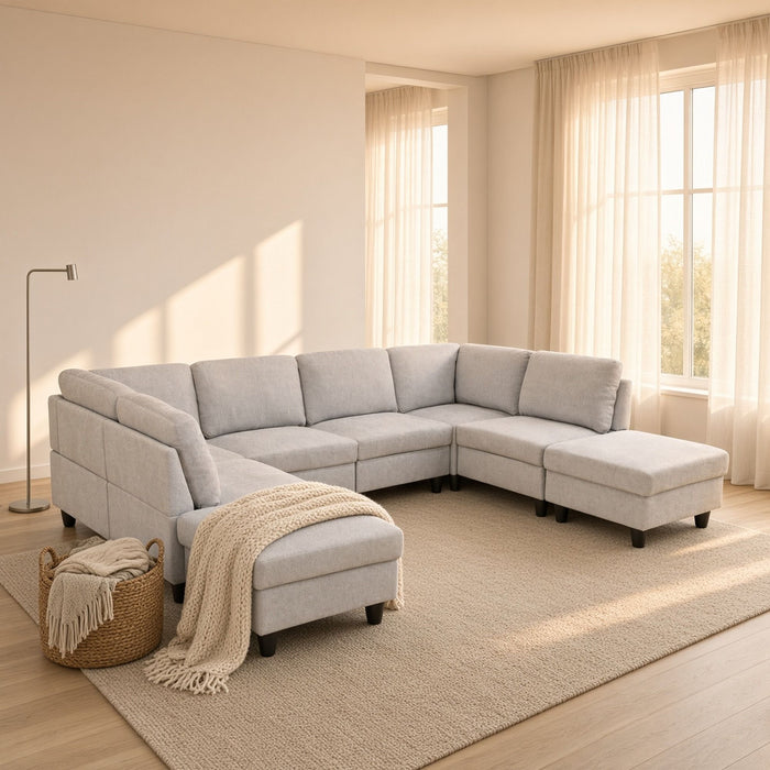 8 Piece Modular U - Shape Sectional Sofa Home Essentials