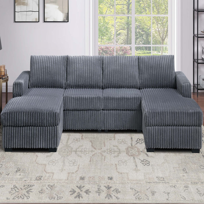 U-Shaped Sectional Set With Cushion Back Armless Chairs Right And Left Arm Chaise Home Essentials