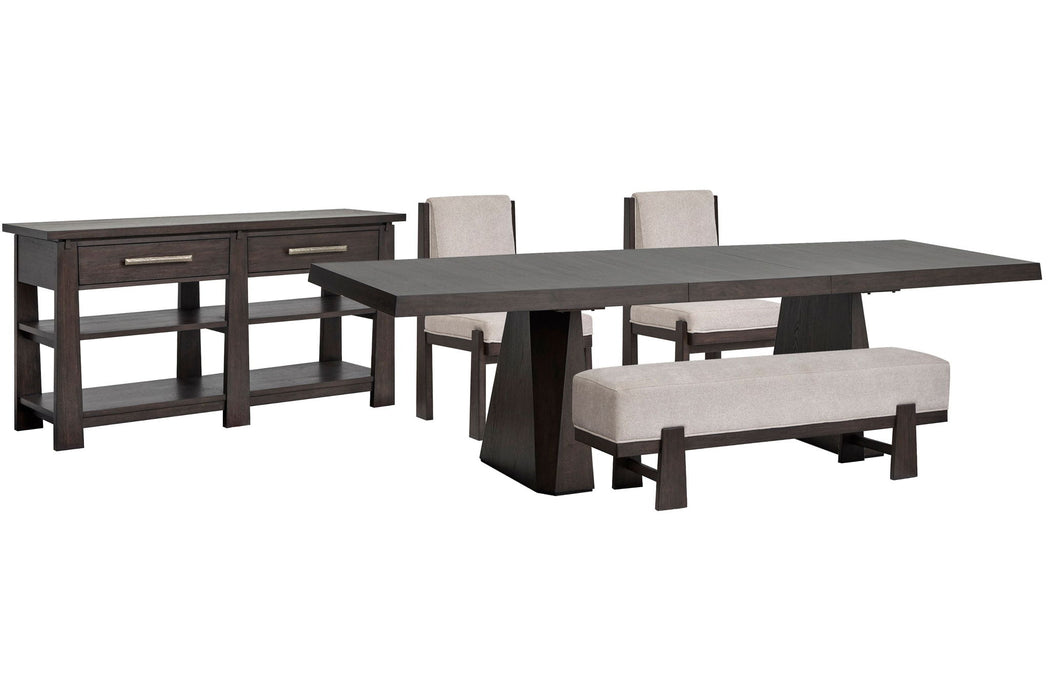 Tauren - 5 Piece Extendable Double Pedestal Dining Table Set Magnussen Furniture