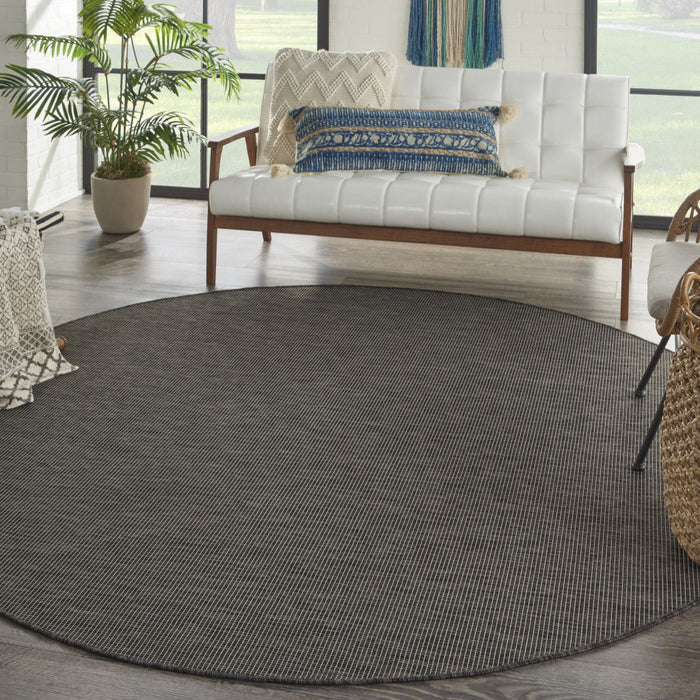 8' Round Power Loom Area Rug - Charcoal