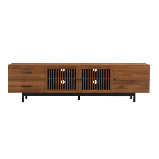 TV Stand, Media Console With 2 Drawers, Soft Closing Hinges, Adjustable Shelves - Walnut Hearth and Haven