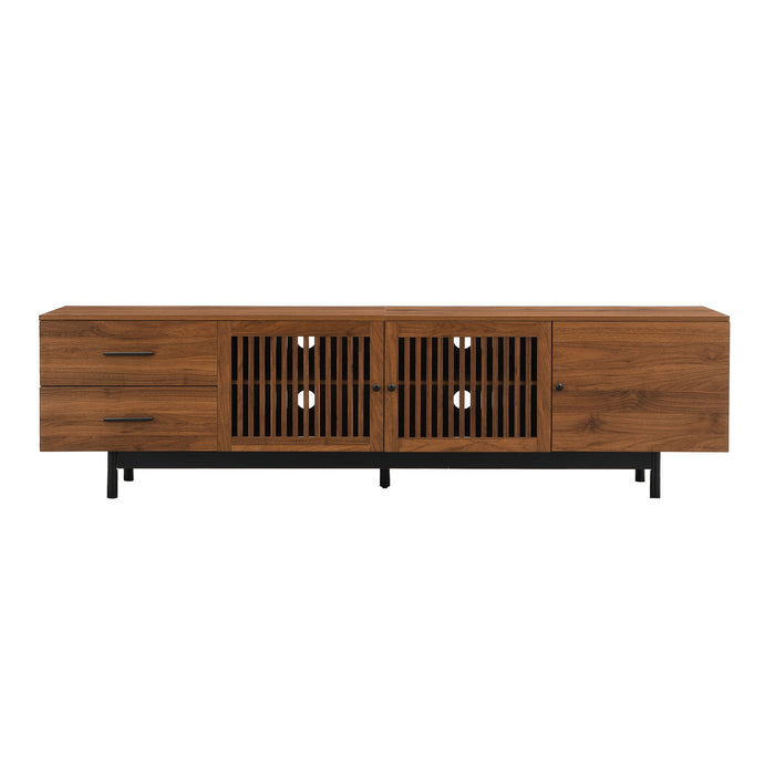TV Stand, Media Console With 2 Drawers, Soft Closing Hinges, Adjustable Shelves - Walnut Hearth and Haven