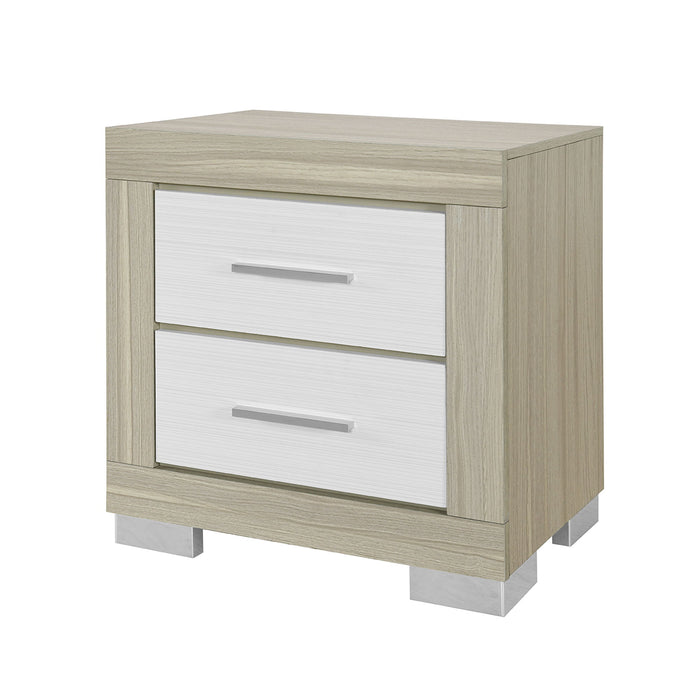 Elsa - 2 Toned Nightstand With Bar Handle And Spacious Drawers