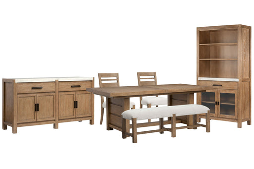 Plum Creek - 6 Piece Extendable Trestle Dining Table Set Magnussen Furniture