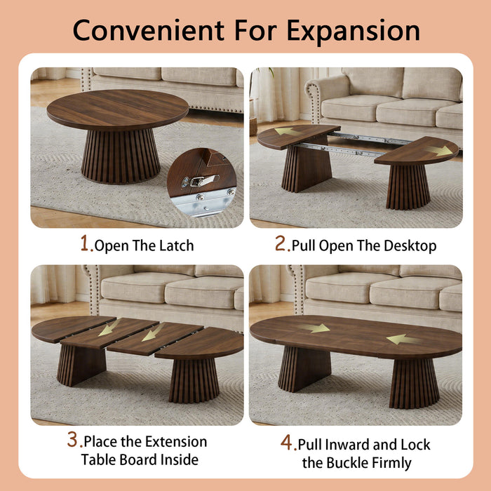 Oval Coffee Table For Living Room - Walnut Home Essentials