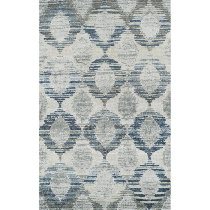 8' x 11' Geometric Area Rug - Blue And Ivory