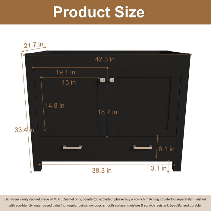Bathroom Vanity With Soft Close Cabinet, Single Drawer, Sink Not Included - Black Home Essentials