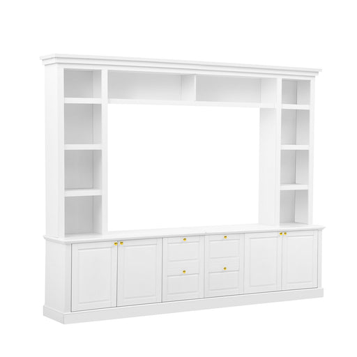 TV Stand With Bookcase, Storage Cabinet With 3 Adjustable Shelves, Living Room Entertainment Center - White Hearth and Haven