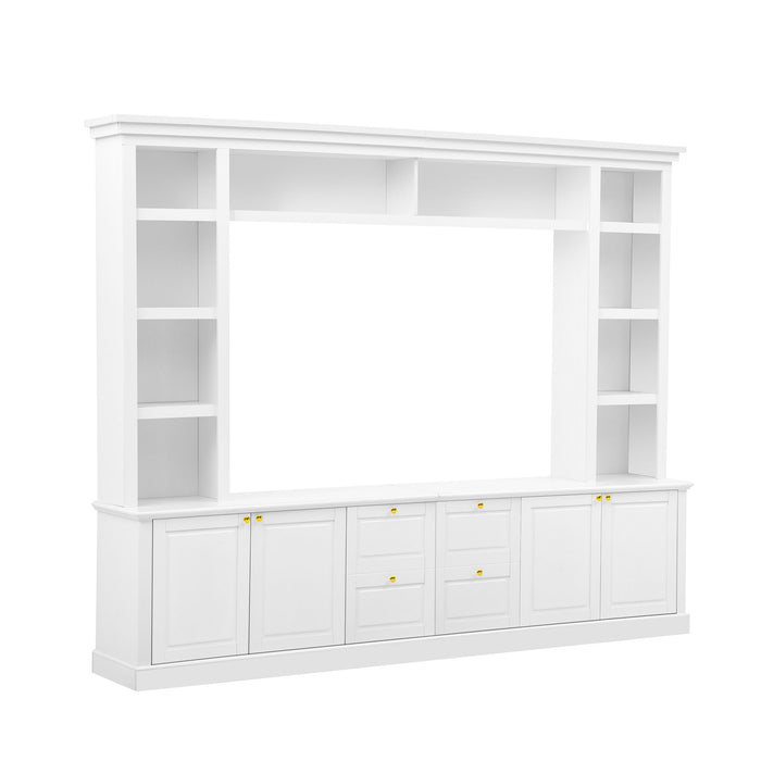 TV Stand With Bookcase, Storage Cabinet With 3 Adjustable Shelves, Living Room Entertainment Center - White Hearth and Haven