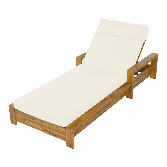 Chaise Lounge Set With 4 Fold Cushion And Built In Headrest, 3 Position Adjustable Noble House