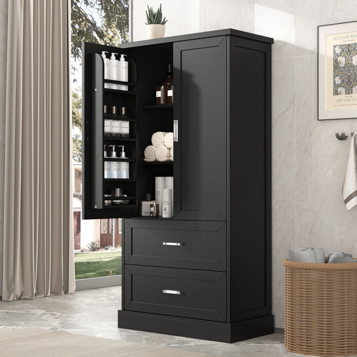 Tall Bathroom Storage Cabinet With 2 Doors And Drawers, Adjustable Shelf Hearth and Haven