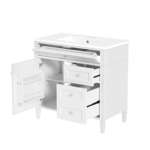 Bathroom Vanity With Top Sink, 2 Drawers, Tip Out Drawer Hearth and Haven