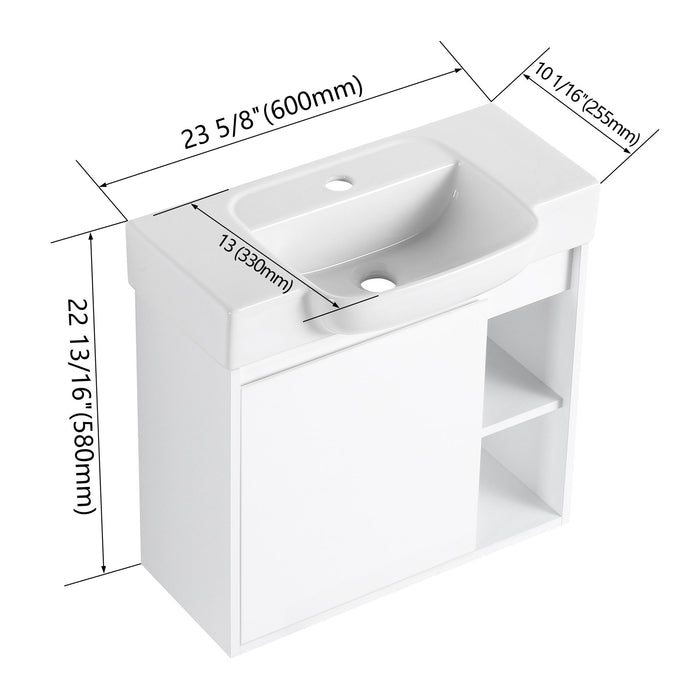 Wall Mounted Bathroom Vanity With Sink & Soft Close Door Home Essentials