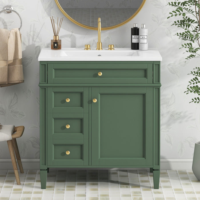 Bathroom Vanity With 2 Drawers And Tip-Out Drawer, Storage Cabinet Hearth and Haven